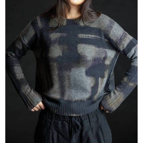 NEW GUH painted plaid crew sweater in shadow